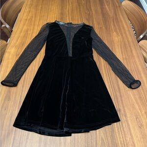 Zeagoo Black Velvet Sheer Dress